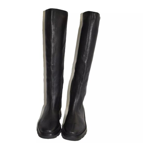 $650 Vince Rune Slouch Knee High Boot LUG RUGGED LEATHER BLACK 7.5 (2) (MF8) - Picture 3 of 8